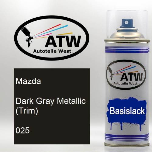 Mazda, Dark Gray Metallic (Trim), 025: 400ml Sprühdose, von ATW Autoteile West.